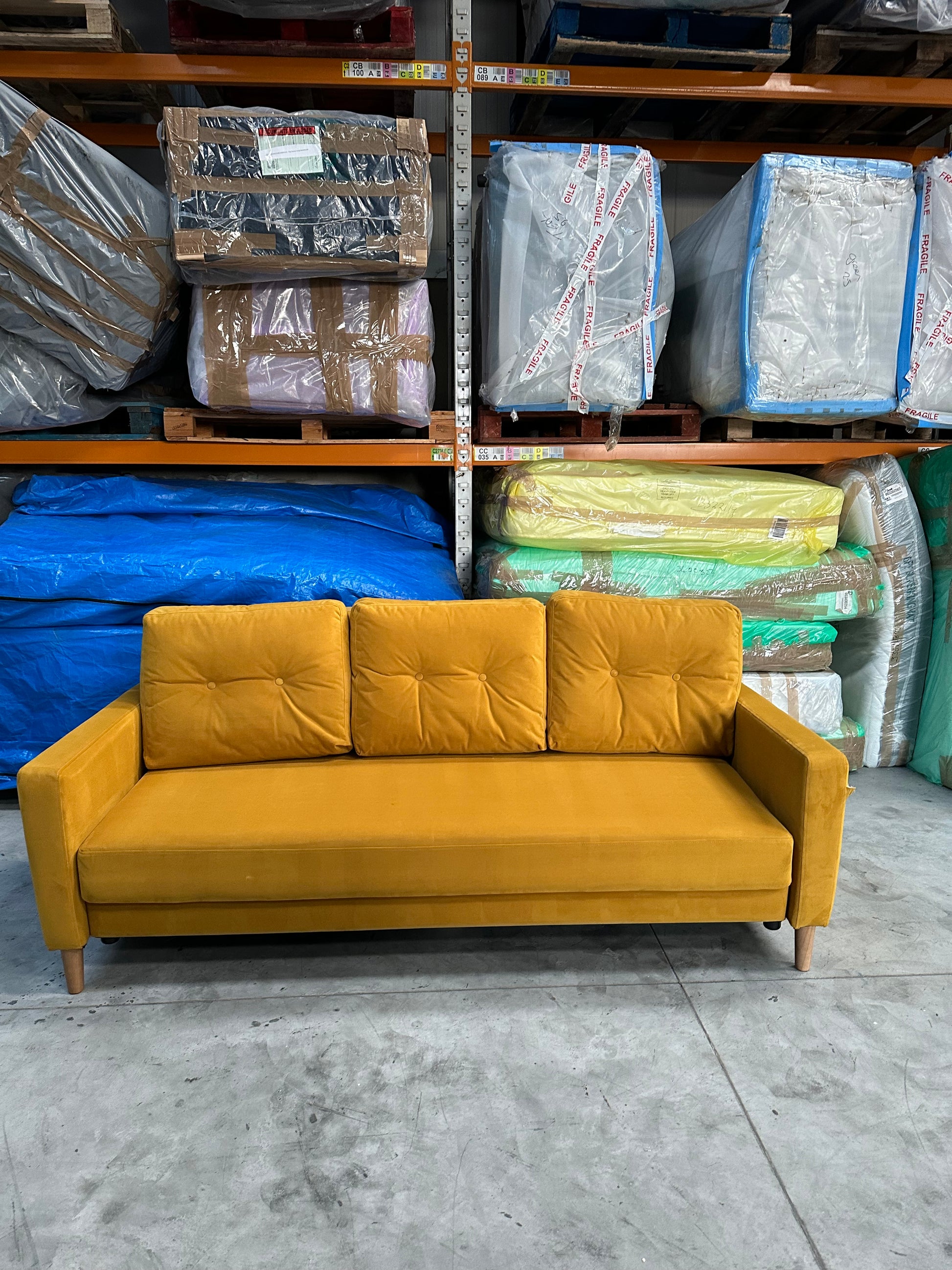 G Plan Vintage The Fifty Four Large 3 Seater Sofa Bed, Plush Turmeric