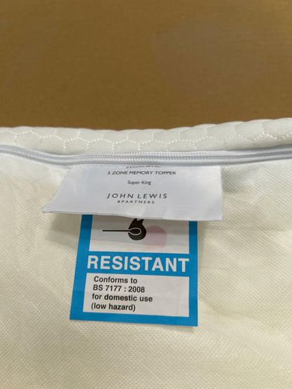 John Lewis Specialist Support 5-Zone Aurora® Foam Mattress Topper, White, Super King