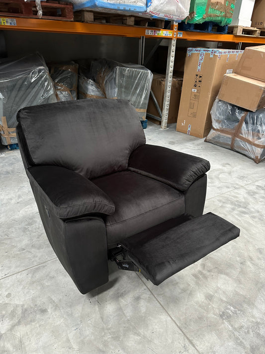 John Lewis Reclining Camden Armchair in Black Velvet