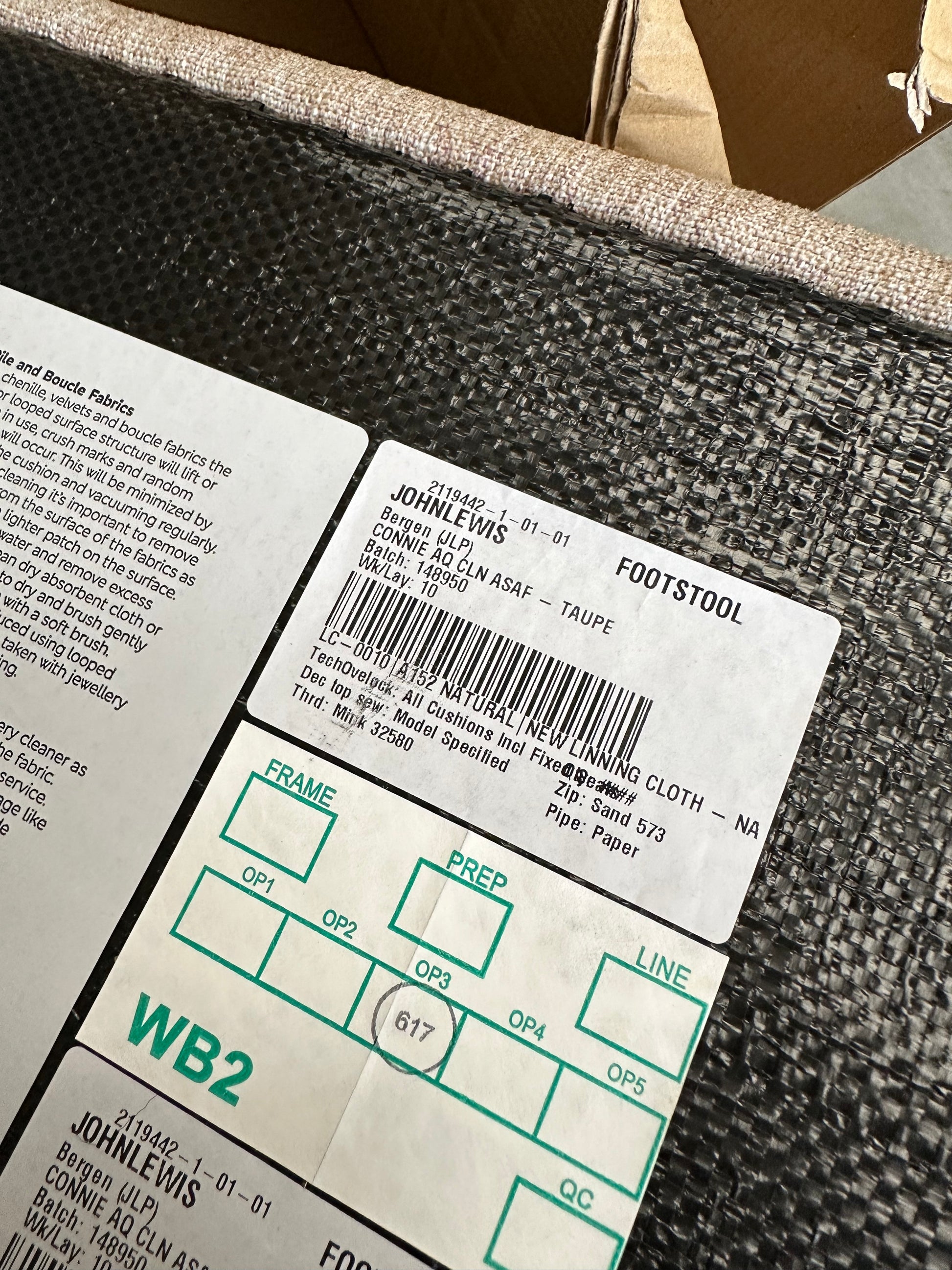 John Lewis Bergen II Footstool in AquaClean Taupe