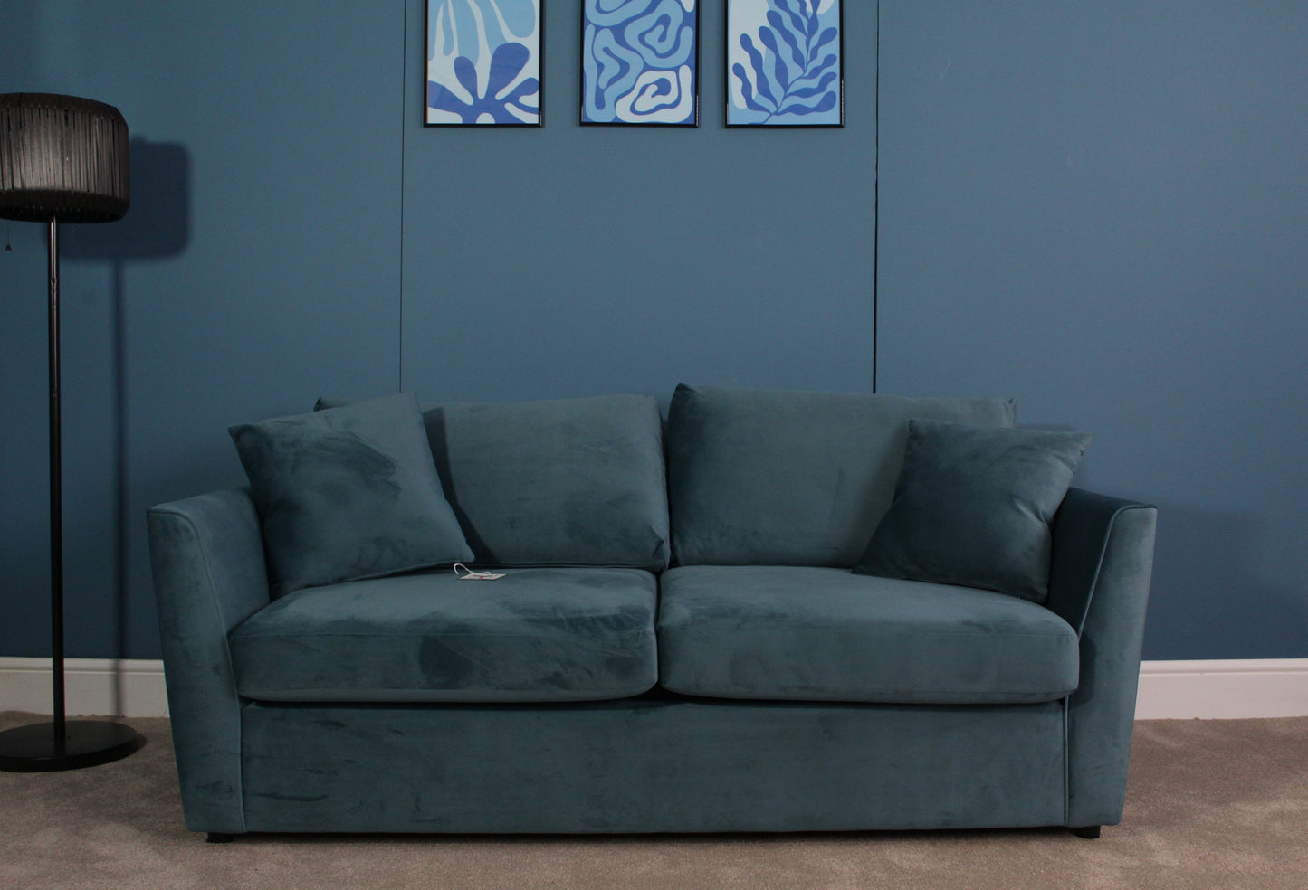 Brook & Wilde 2 Seater Sofa Bed in Teal Velvet - Made in UK - Bespoke