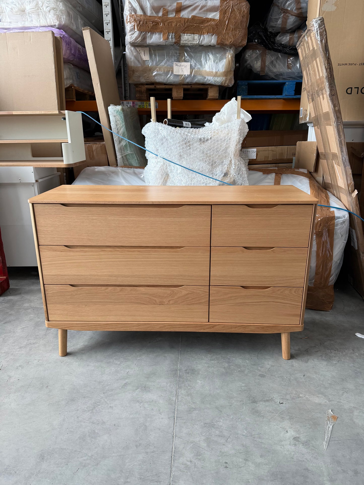 John Lewis Bow 6 Drawer Chest  Natural