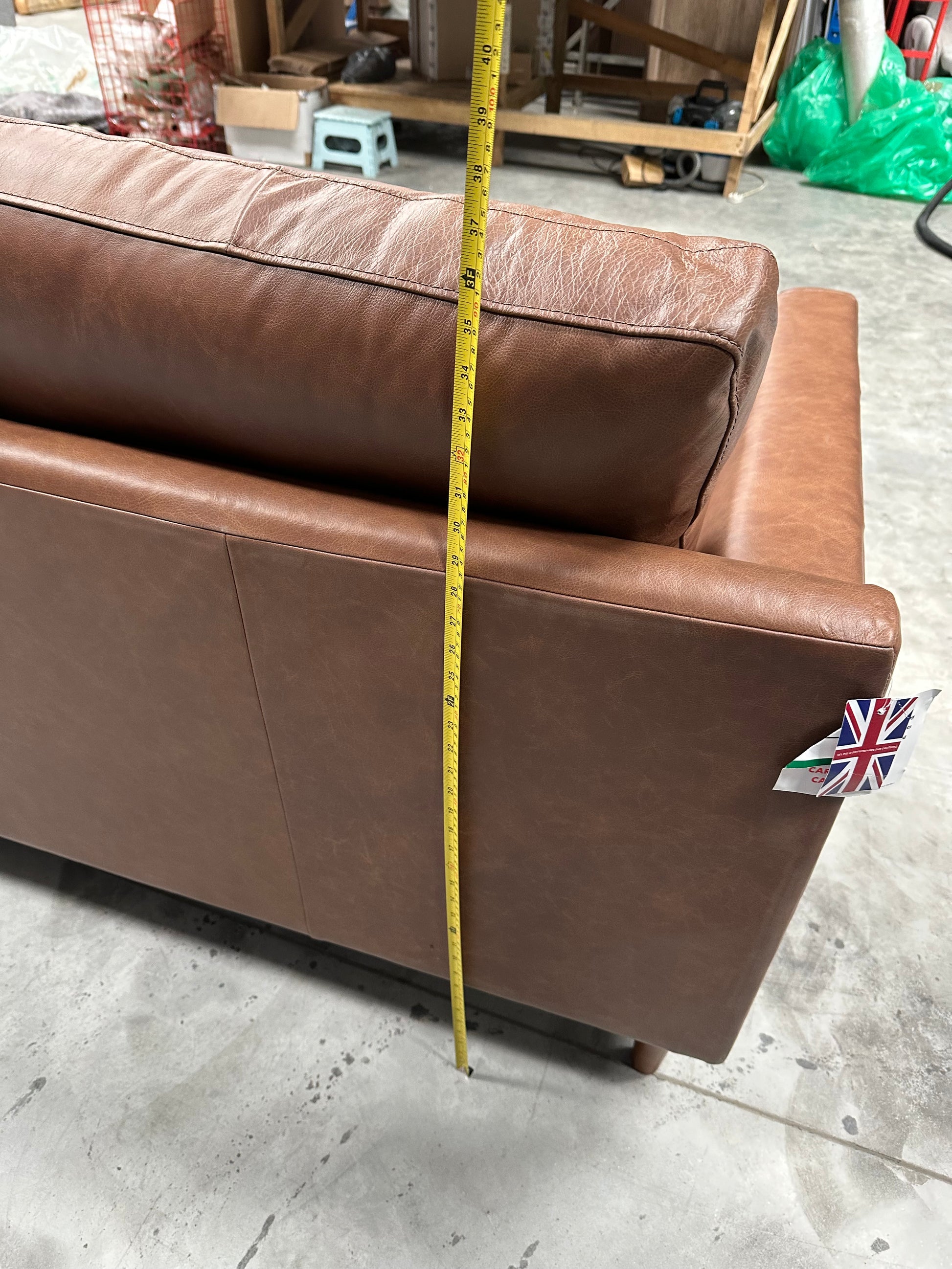 John Lewis Draper II Grand 4 Seater Sofa, Dark Leg Leather Light Tan