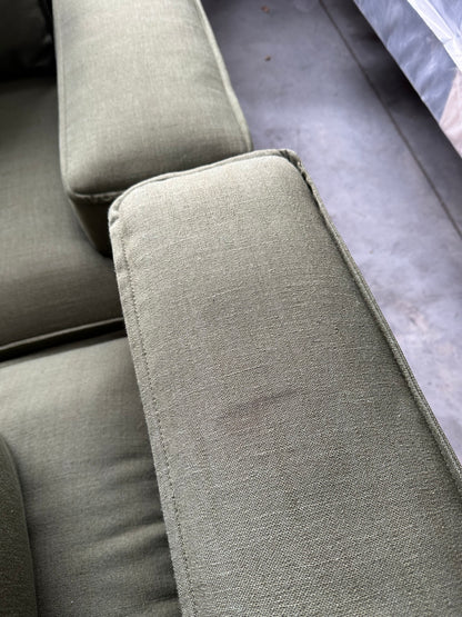 John Lewis Border Grand 4 Seater Sofa, Dark Leg, Relaxed Linen Olive
