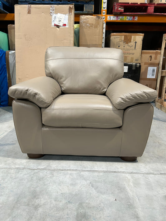 John Lewis Camden Leather Armchair, Dark Leg, Nature Putty