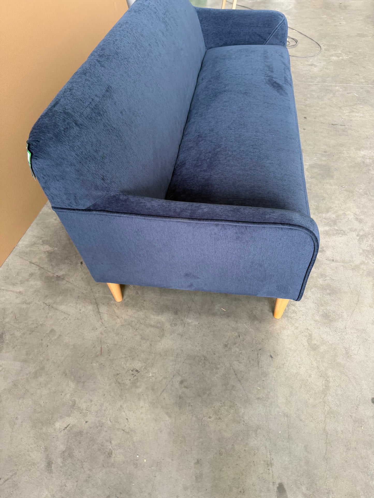 John Lewis Compact 2.5 Seater Sofa - Titan Navy - Natural Beech Legs - Brand New