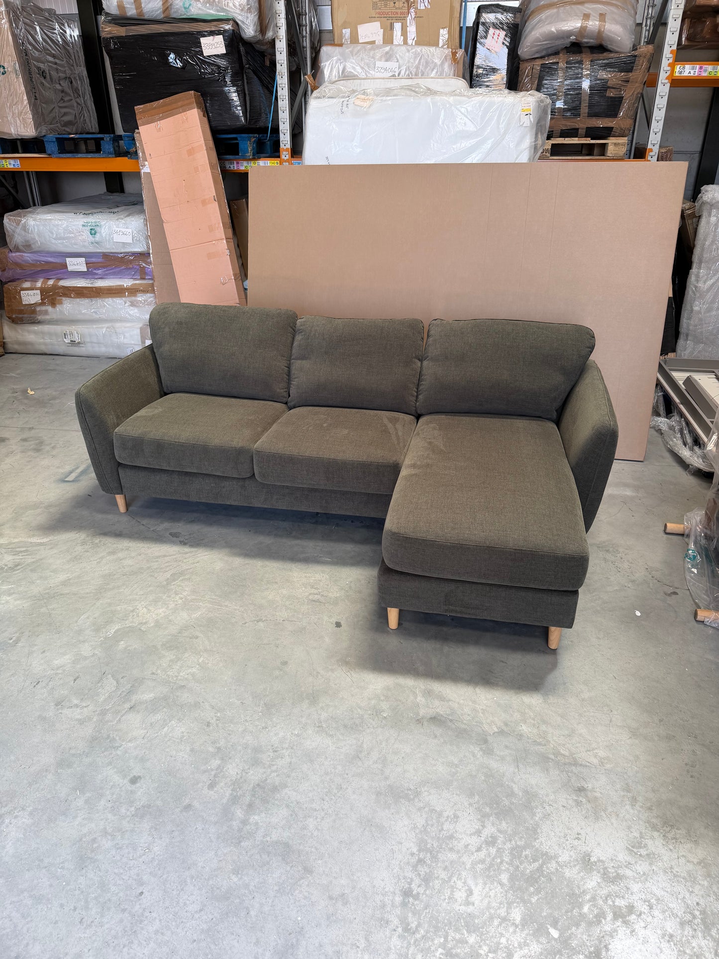 John Lewis Hamilton RHF 4 Seater Sofa, Dark Leg, Khaki Chenille