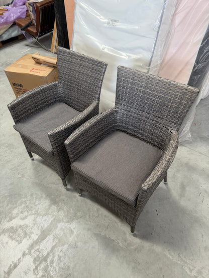 John Lewis Alora Garden Dining Chairs, Set of 2, Brown/Grey READ DESCRIPTION