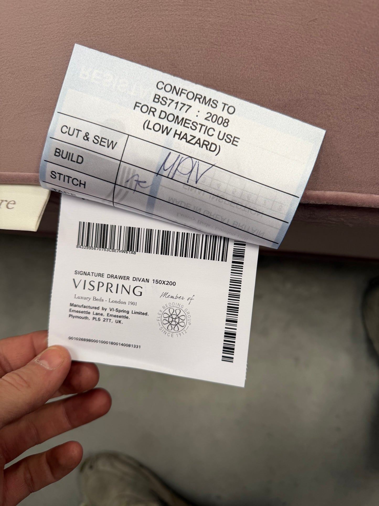 Vispring  Signature Divan Plush Velvet Coral Pink Two Drawers