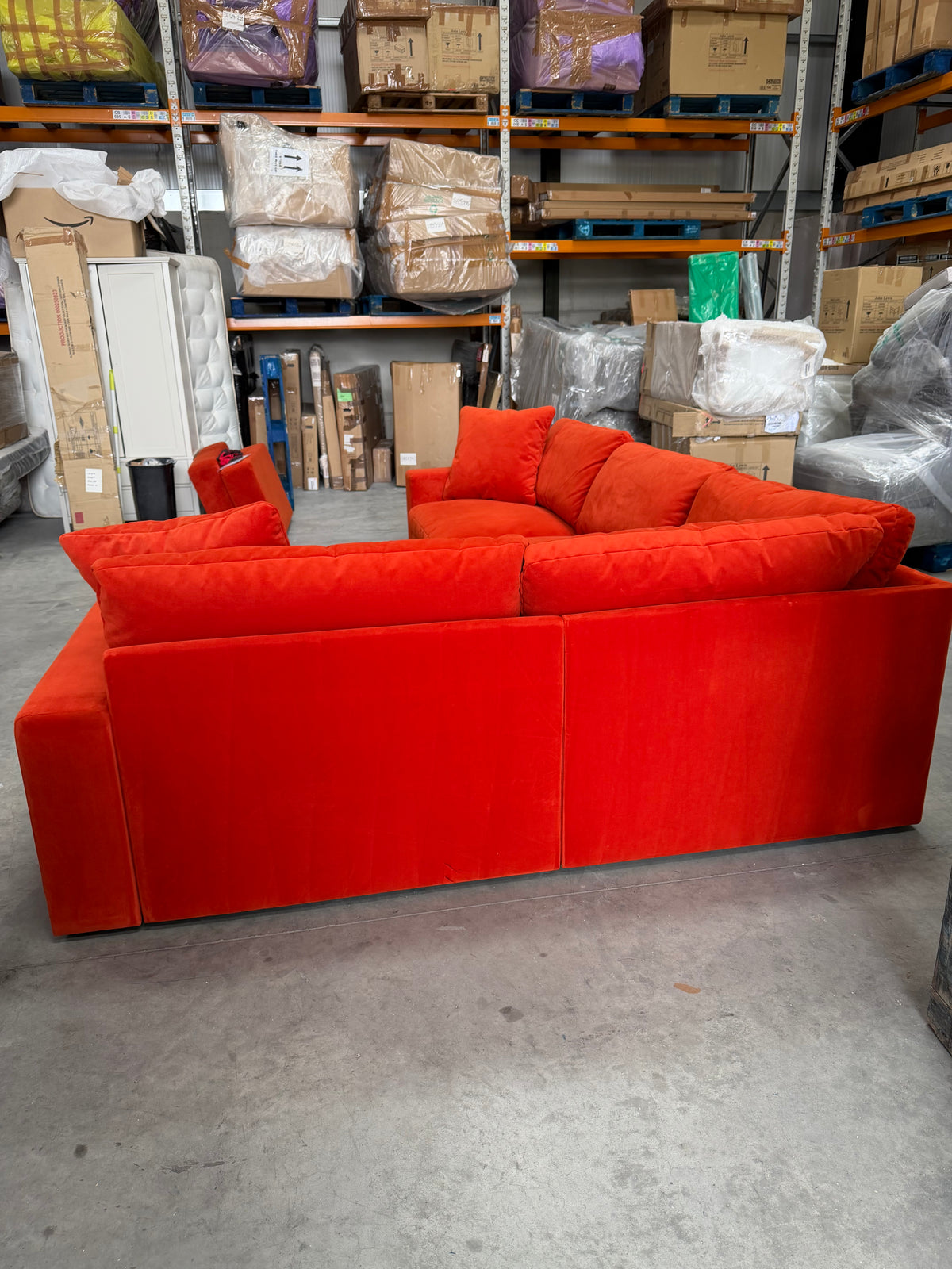 John Lewis Mellow LHF Corner Sofa  Plush Velvet Paprika Easy Clean