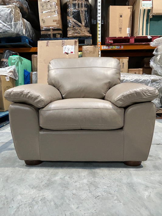 John Lewis Camden Leather Armchair, Dark Leg, Natural Putty