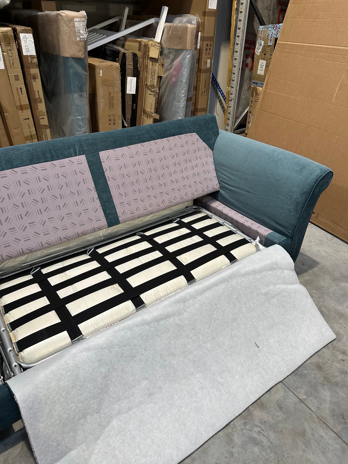 John Lewis Charlotte Grand 4 Seater Sofa Bed , Dark Leg, Teal Aquclean