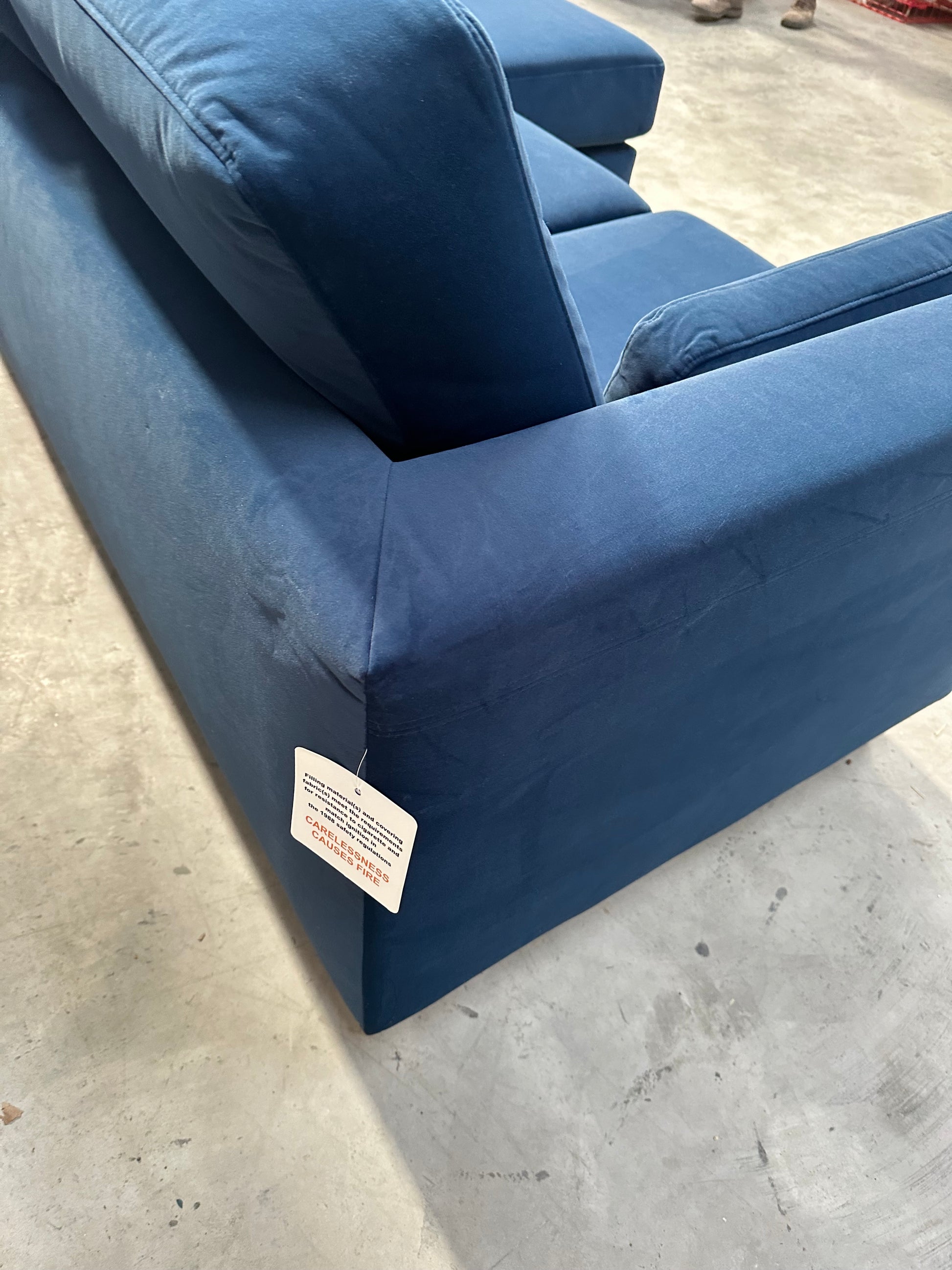John Lewis Milton RHF Chaise End Sofa, Light Leg, Navy Velvet