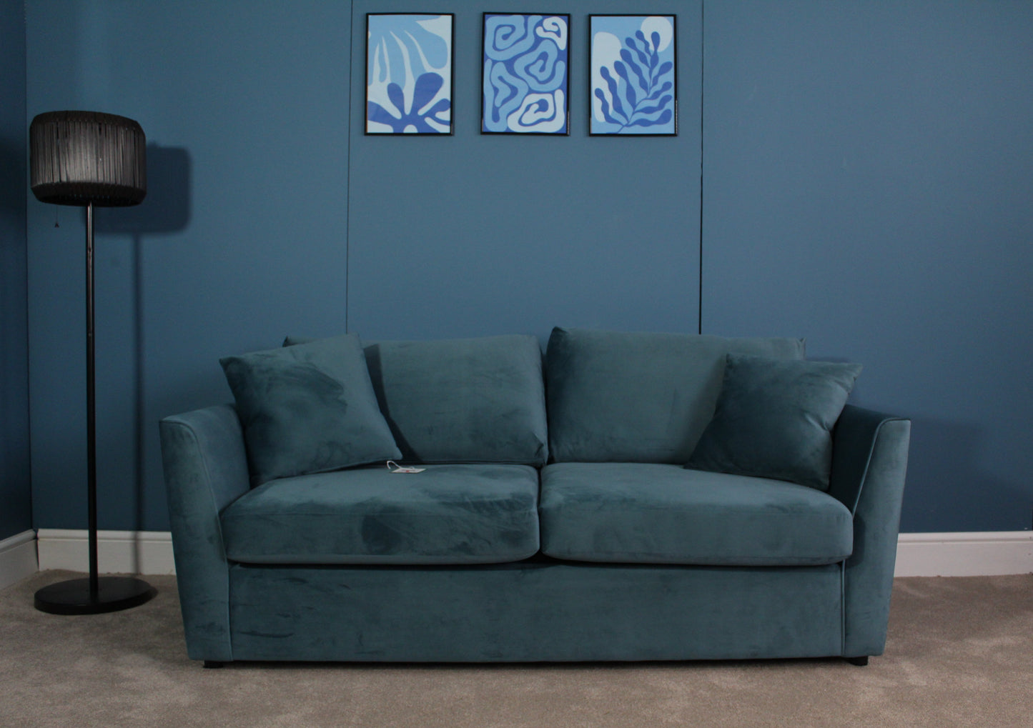 Brook & Wilde 2 Seater Sofa Bed in Teal Velvet - Made in UK - Bespoke