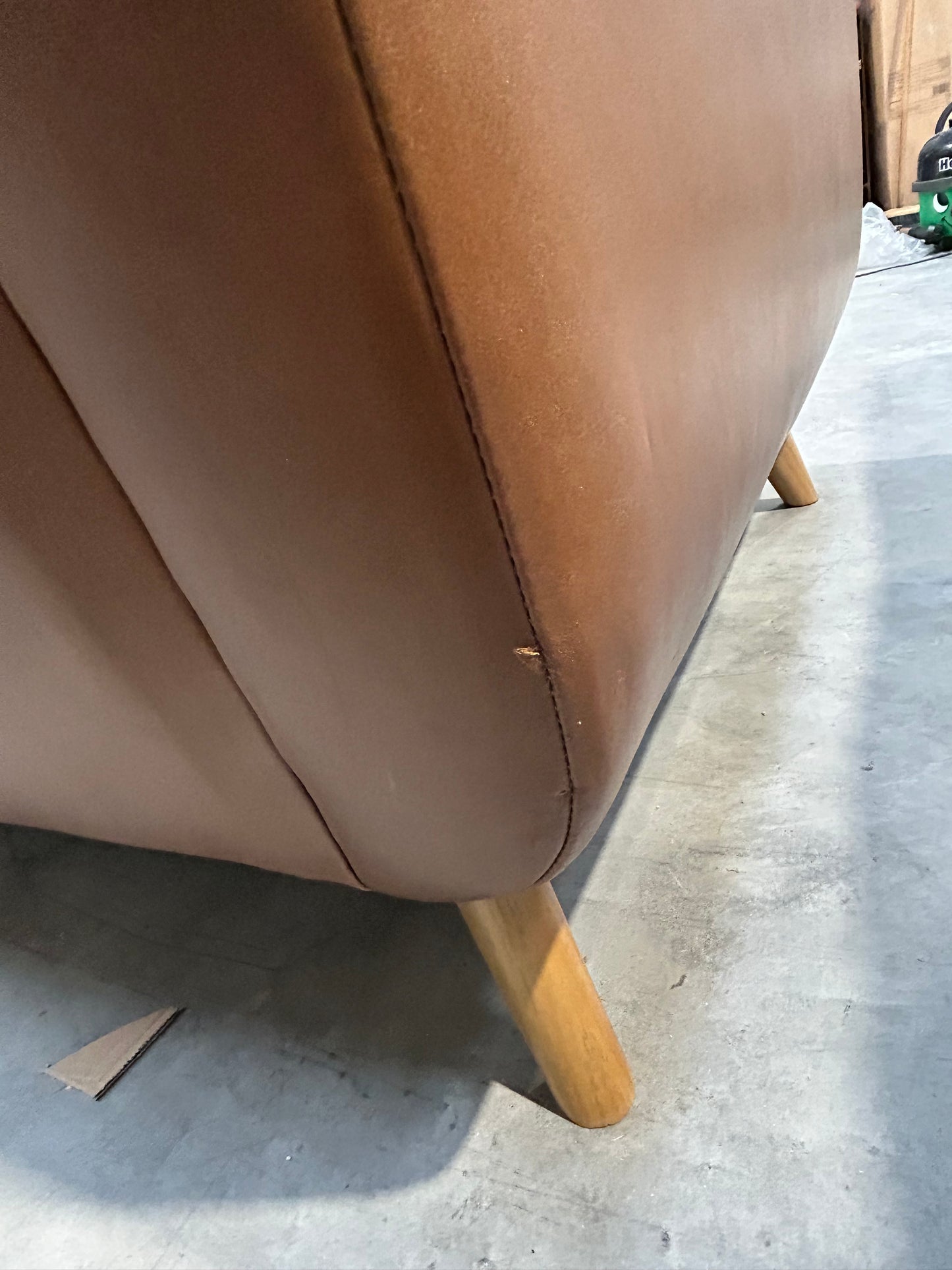 John Lewis Barbican Large 3 Seater Leather Sofa, Light Leg, Premium Caramel