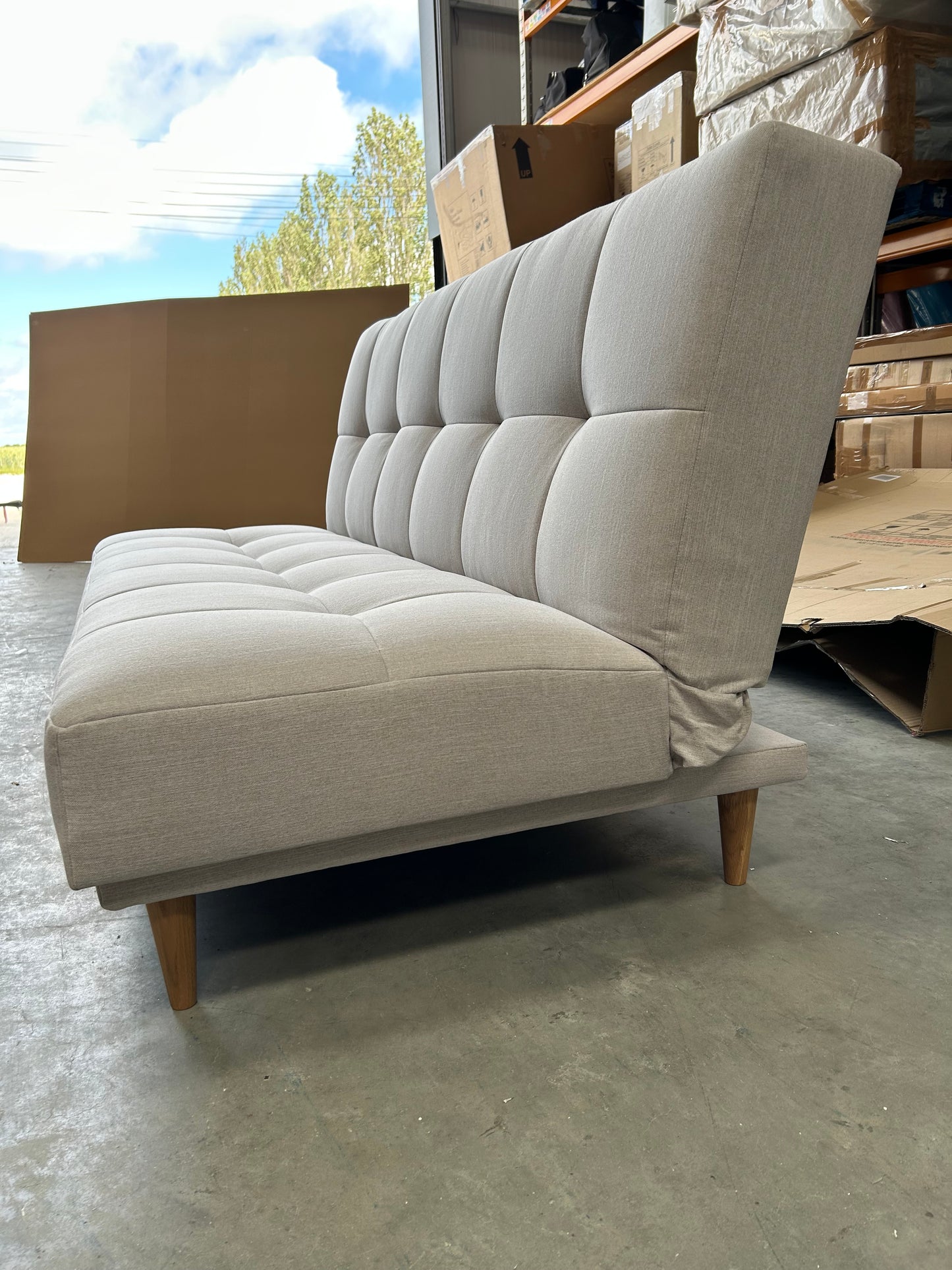John Lewis Linear Medium 2 Seater Sofa Bed, Light Leg, Topaz Natural