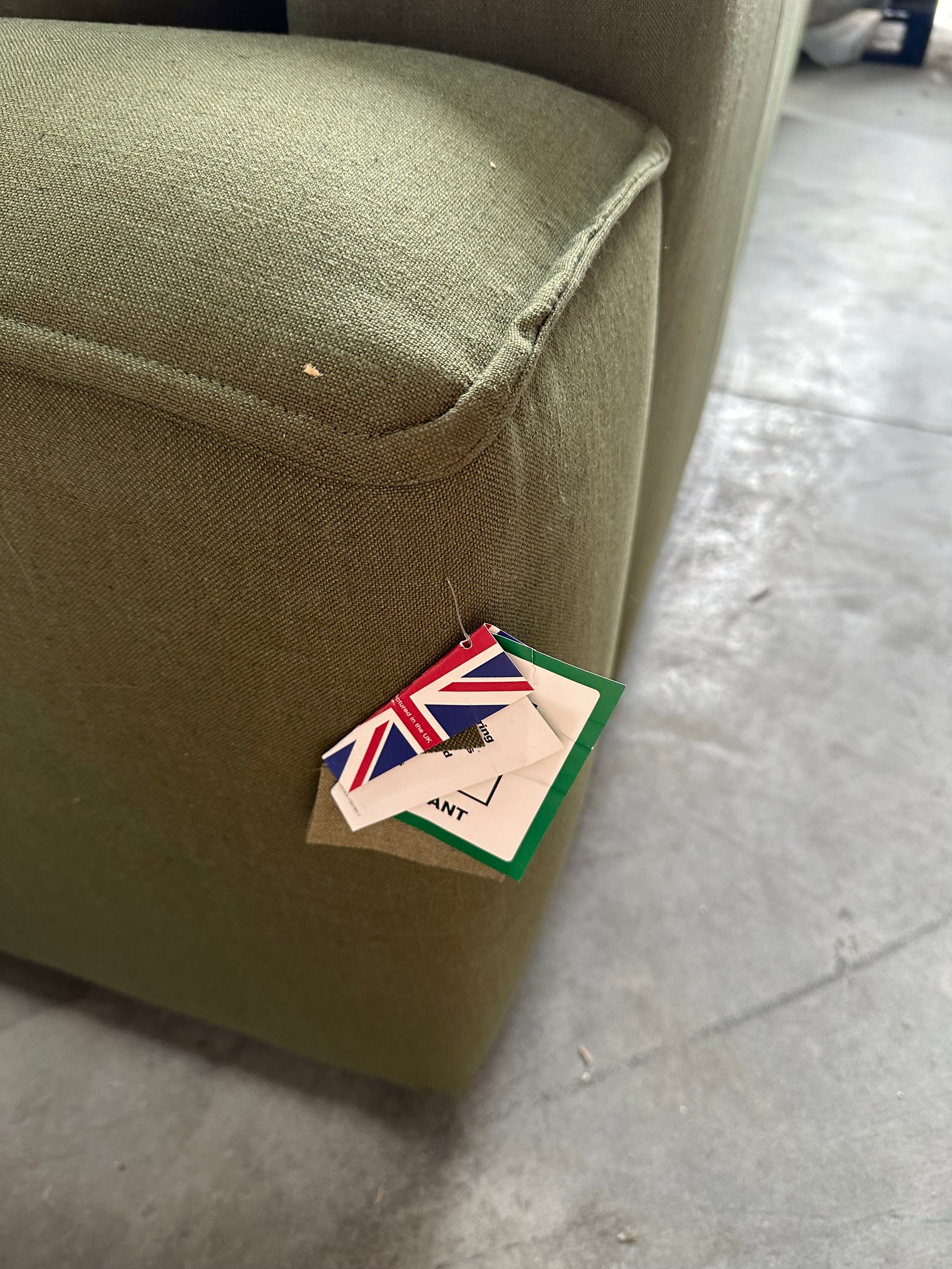 John Lewis Border Grand 4 Seater Sofa, Dark Leg, Relaxed Linen Olive