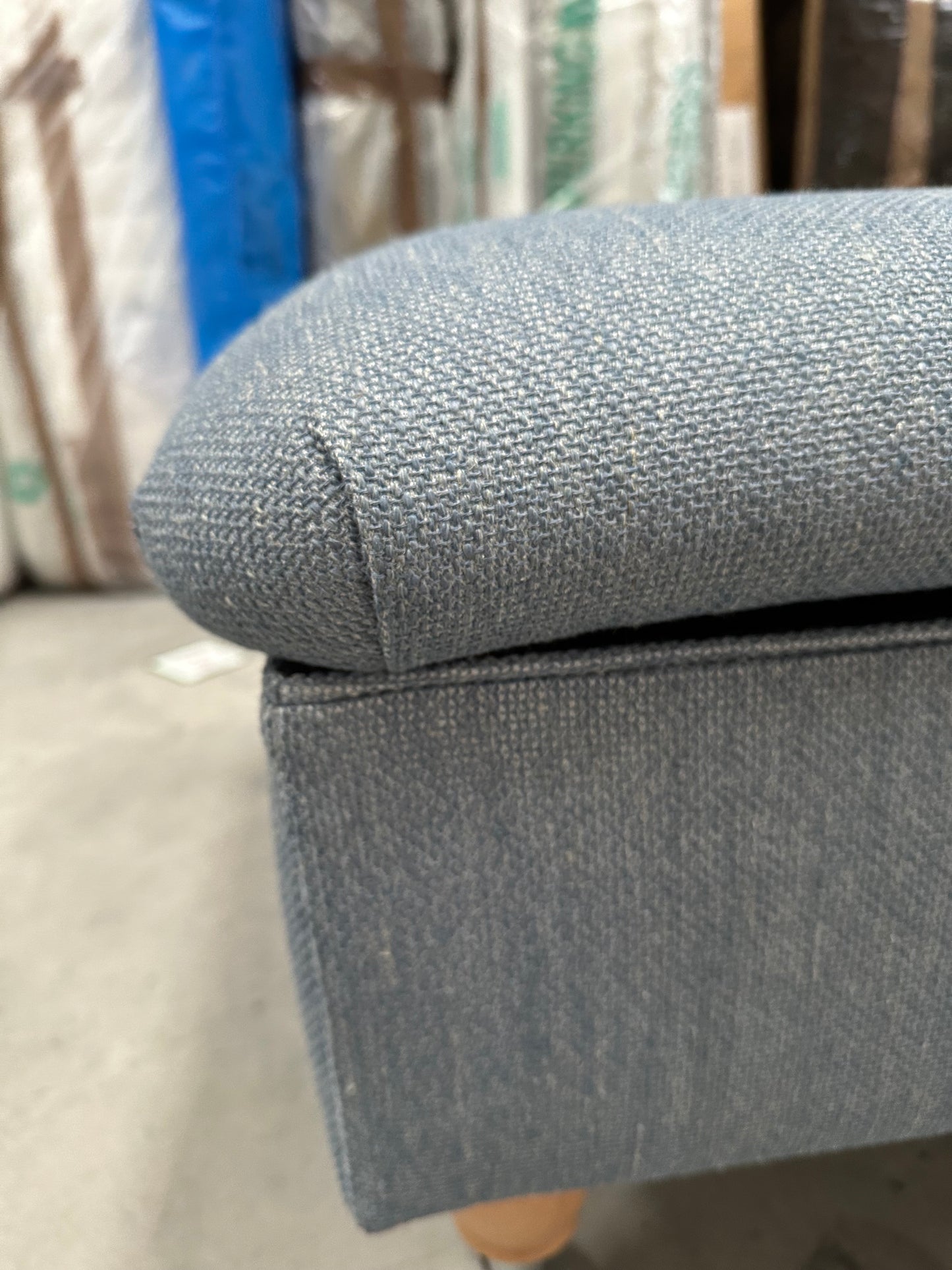 Kingston by Laura Ashley Storage Footstool in Harley Fabric in Seaspray Blue