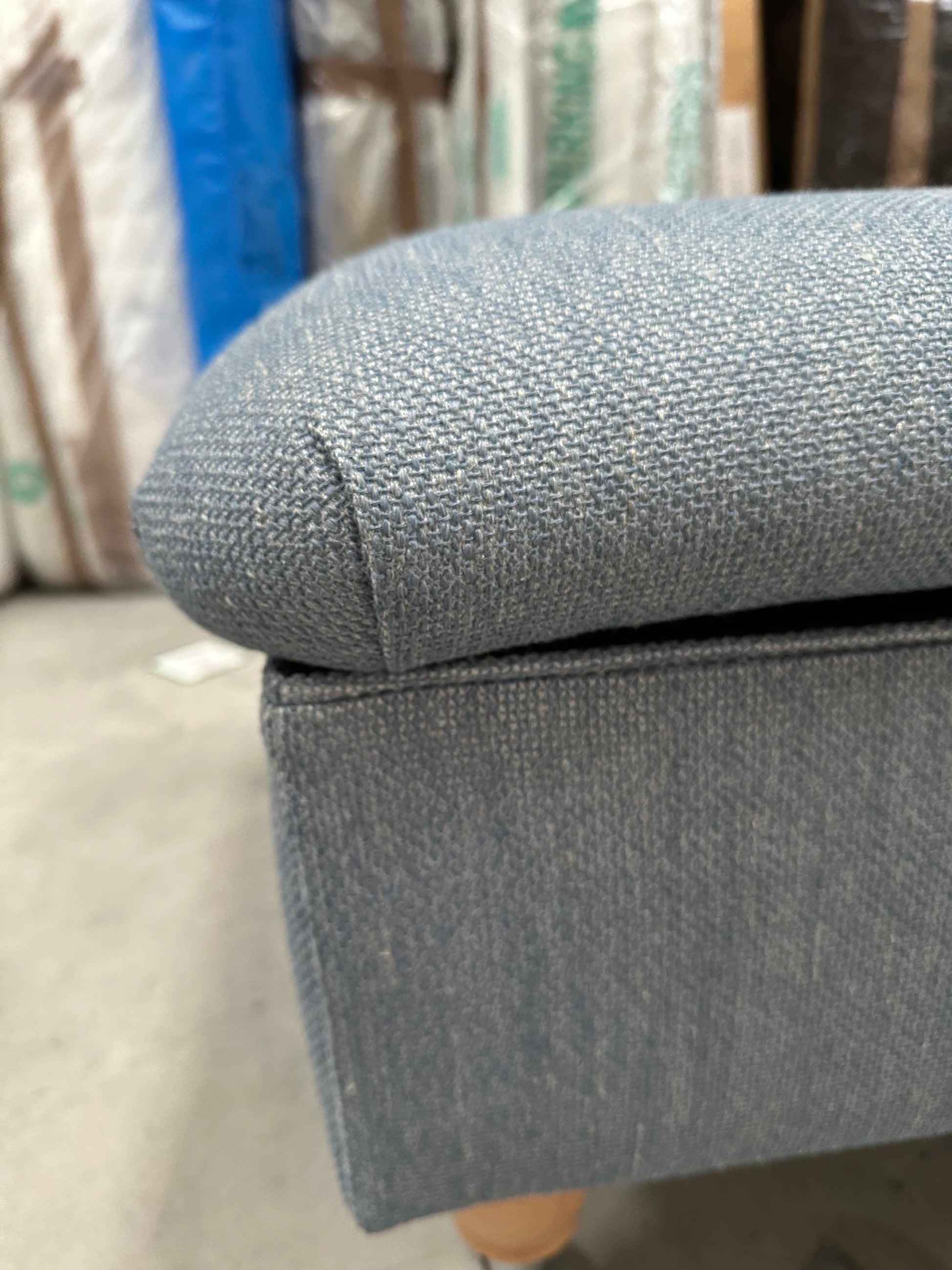 Kingston by Laura Ashley Storage Footstool in Harley Fabric in Seaspray Blue