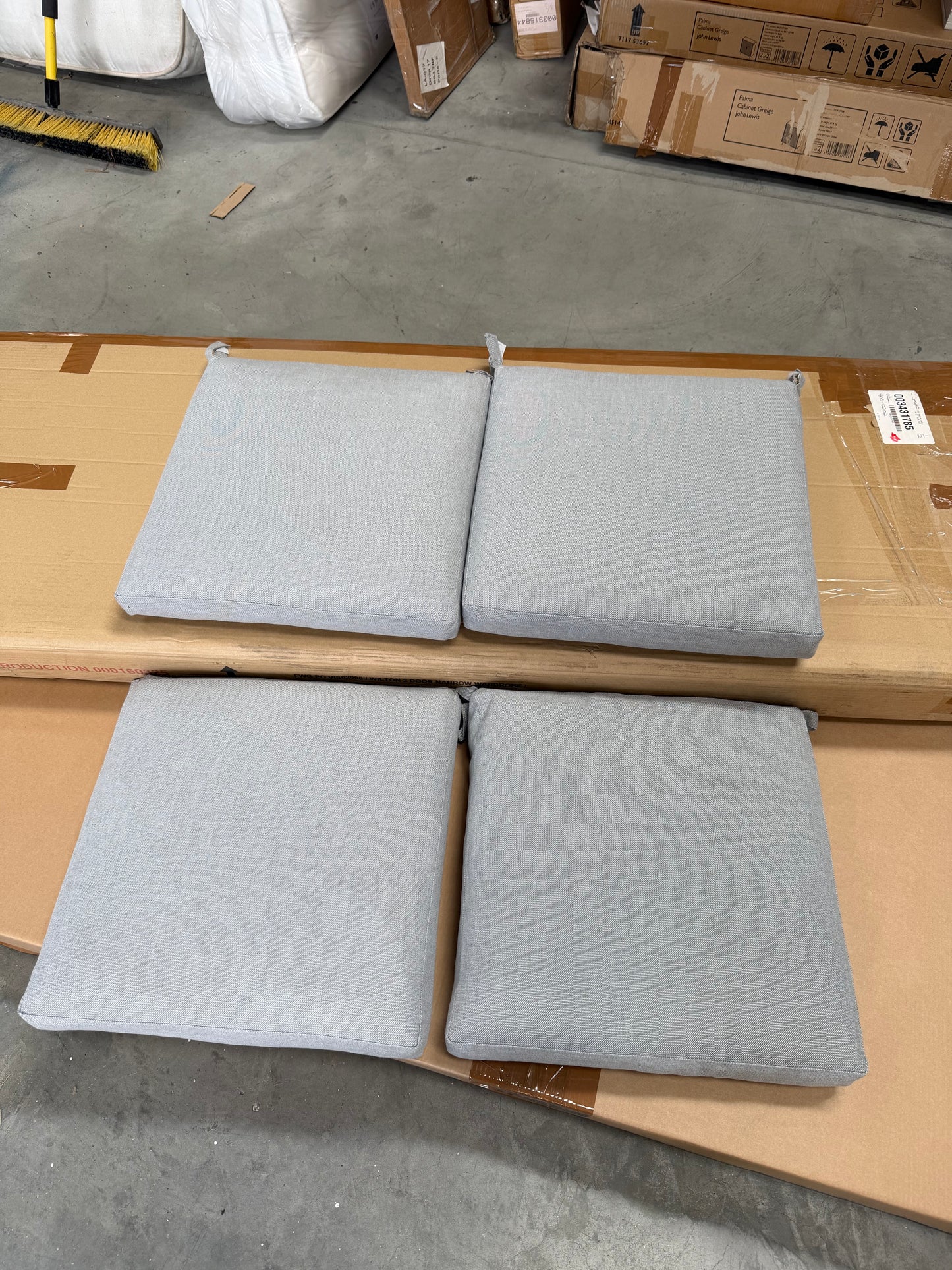 John Lewis Marlow Aluminium 4-Seater Square REPLACEMENT CUSHIONS ONLY – Grey