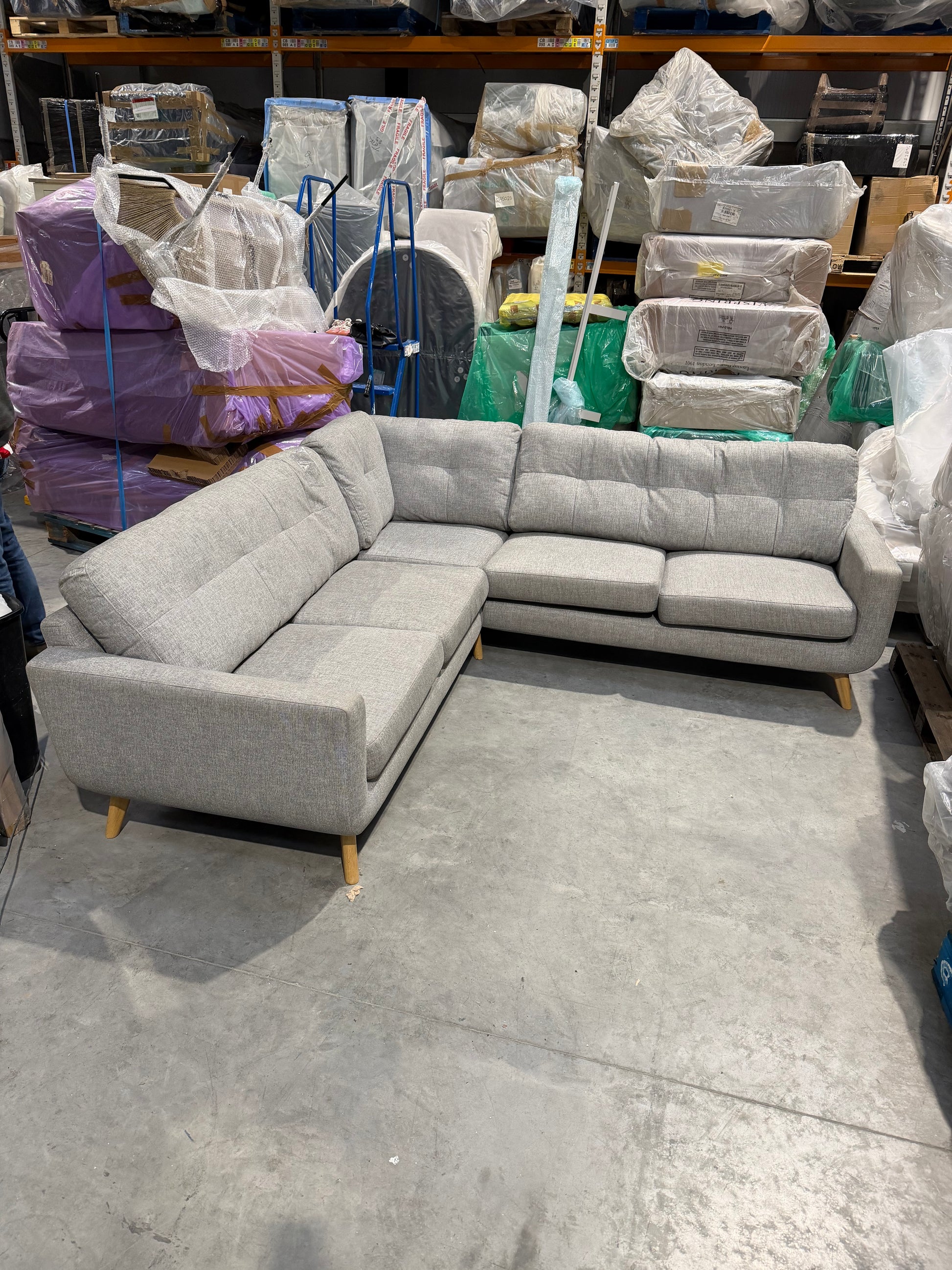 John Lewis Corner Sofa Barbican 5+ Seater Connie Grey