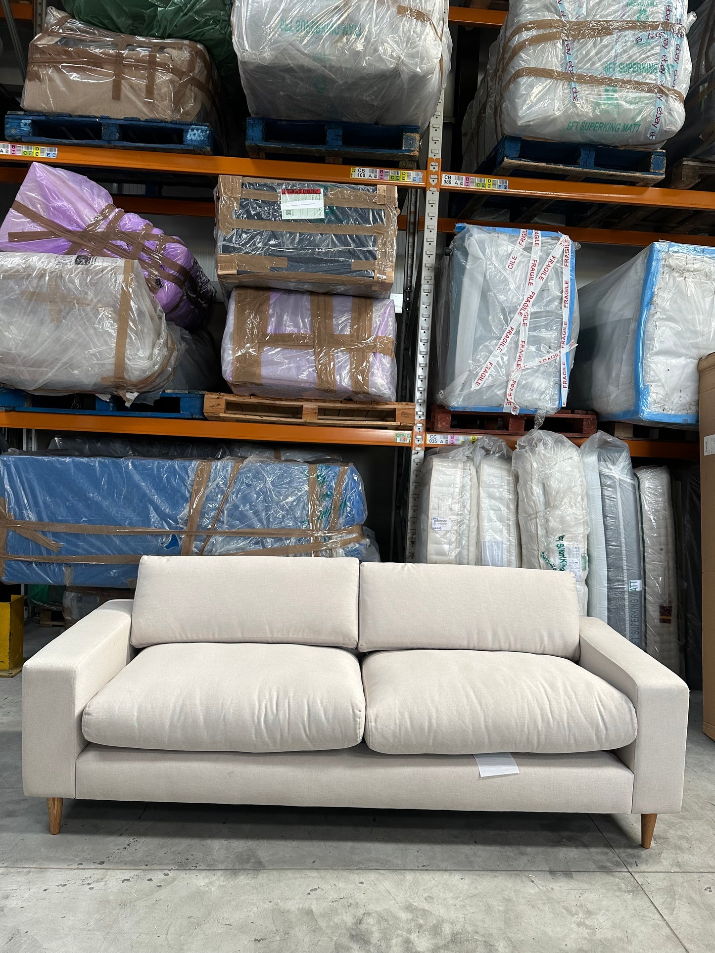 Swoon Evesham Large 3 Seater Sofa, Dark Leg, House Weave Chalk