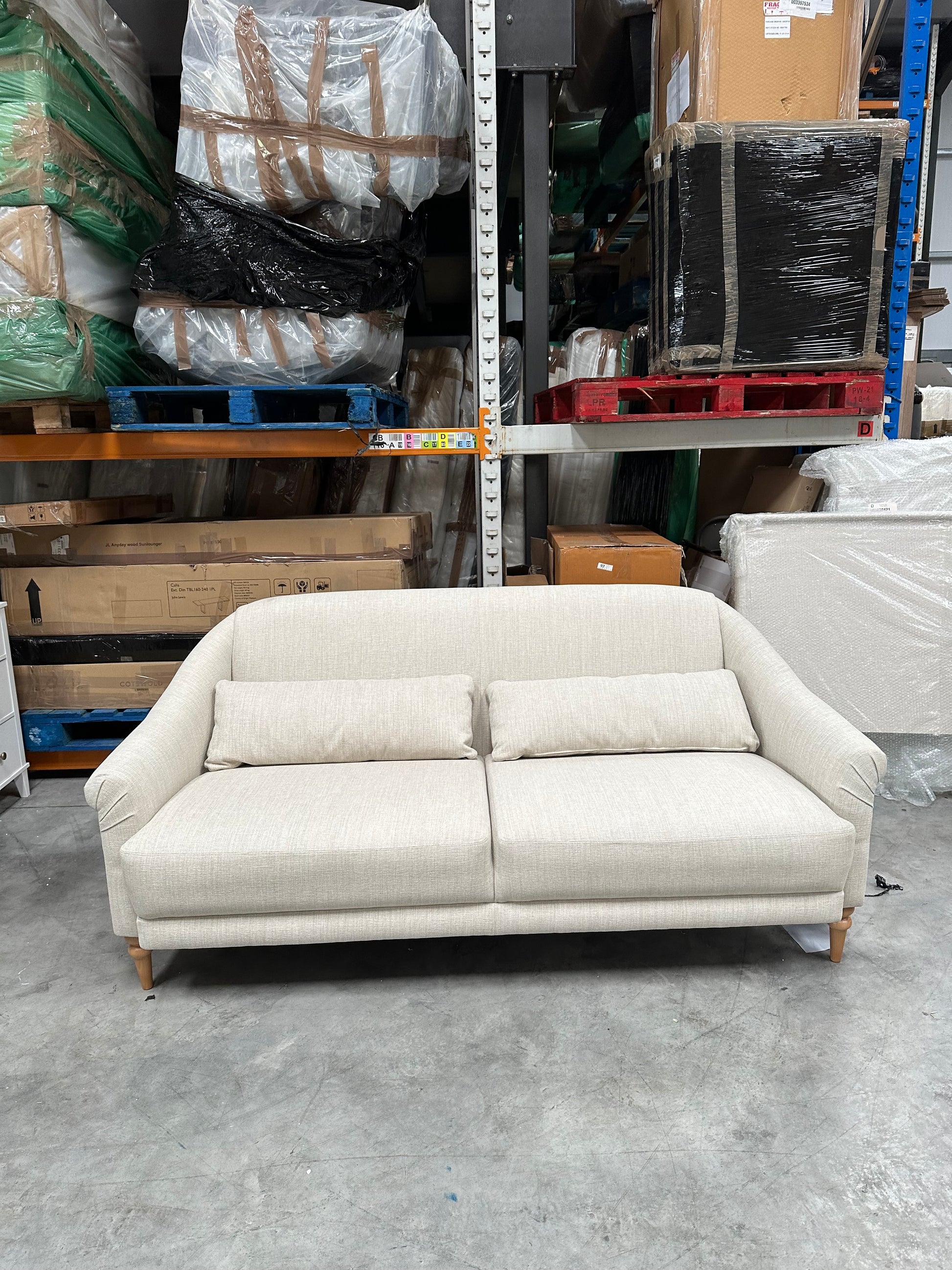 John Lewis Fireside Large 3 Seater Sofa AquaClean Matilda Natural