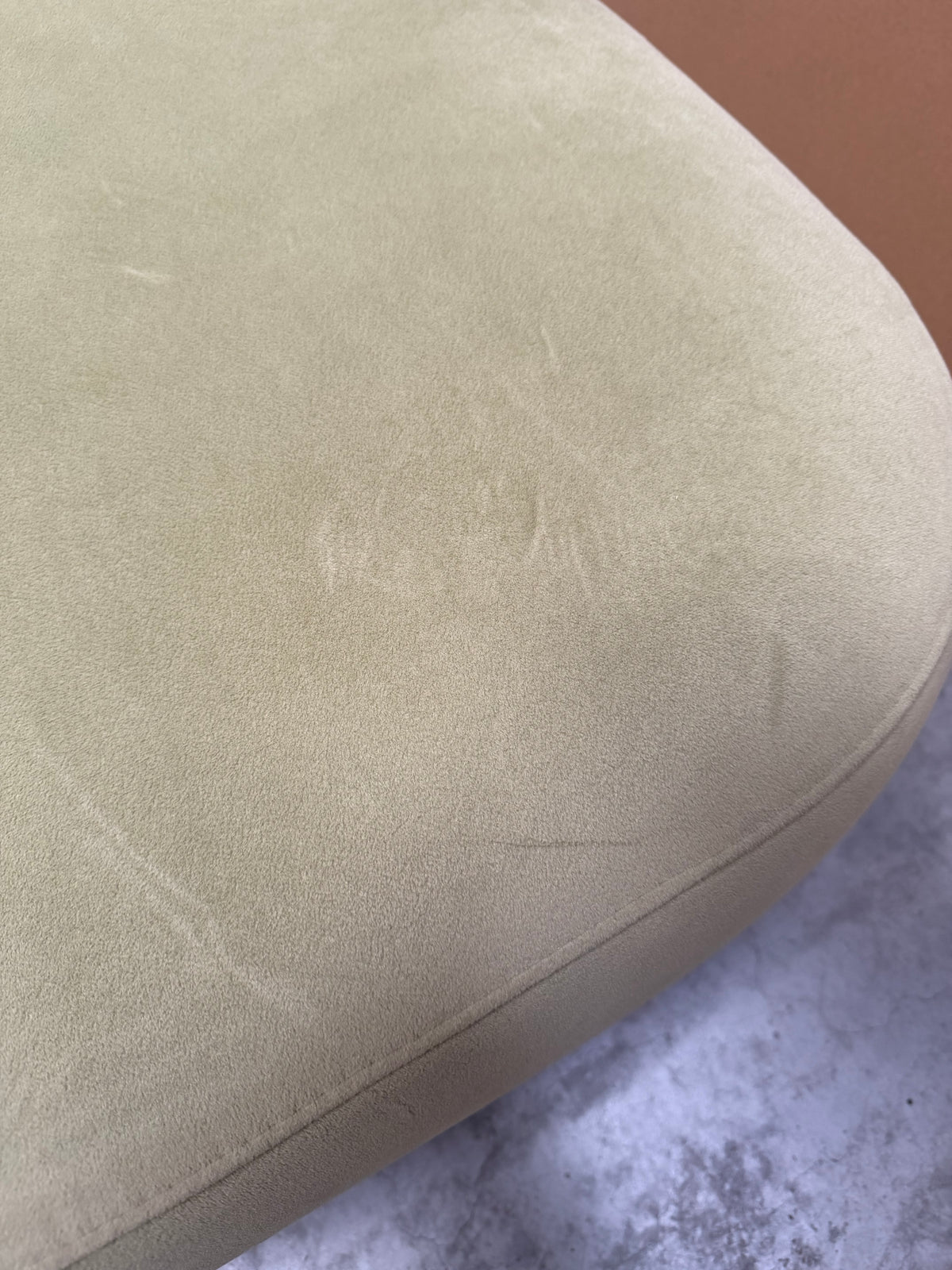 John Lewis Lozenge Footstool, Metal Leg Aquaclean Velvet Sage Green