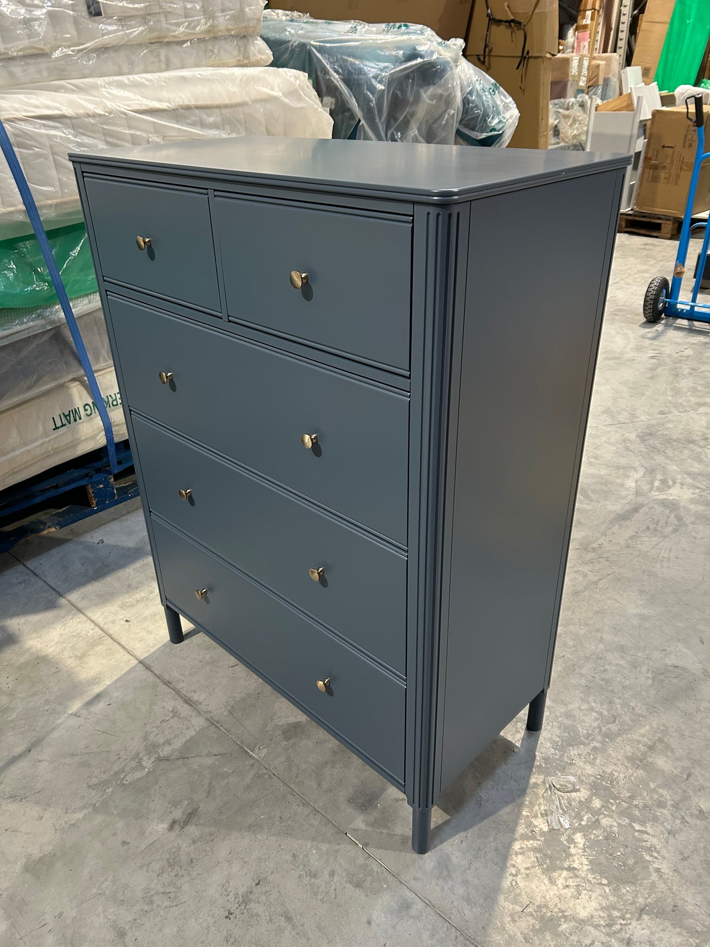 John Lewis Pillar 5 Drawer Chest, Blue