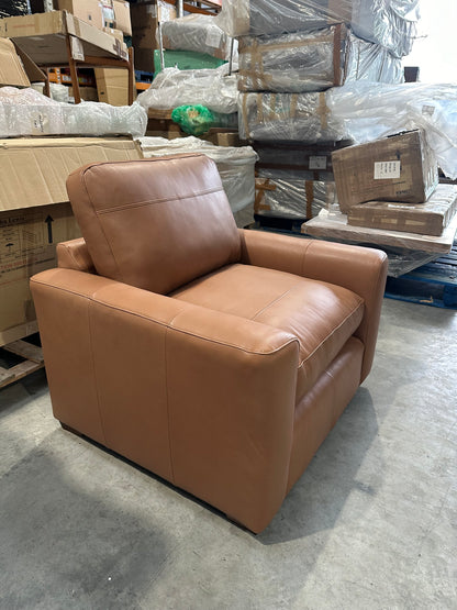 John Lewis Oliver II Leather Armchair Light Leg Selvaggio Congnac