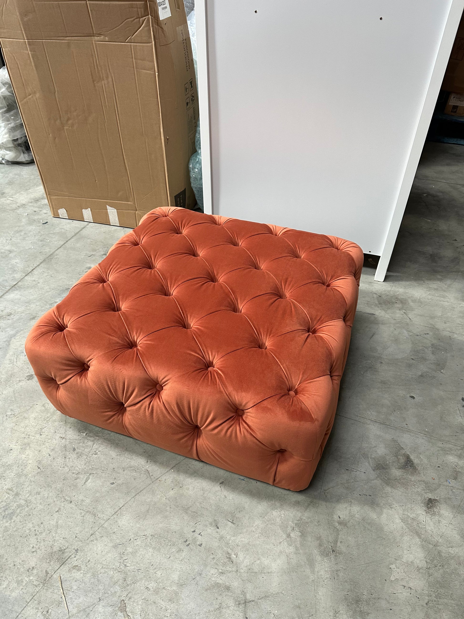 John Lewis + Swoon Radley Footstool, Dark Leg, Rust Terracotta