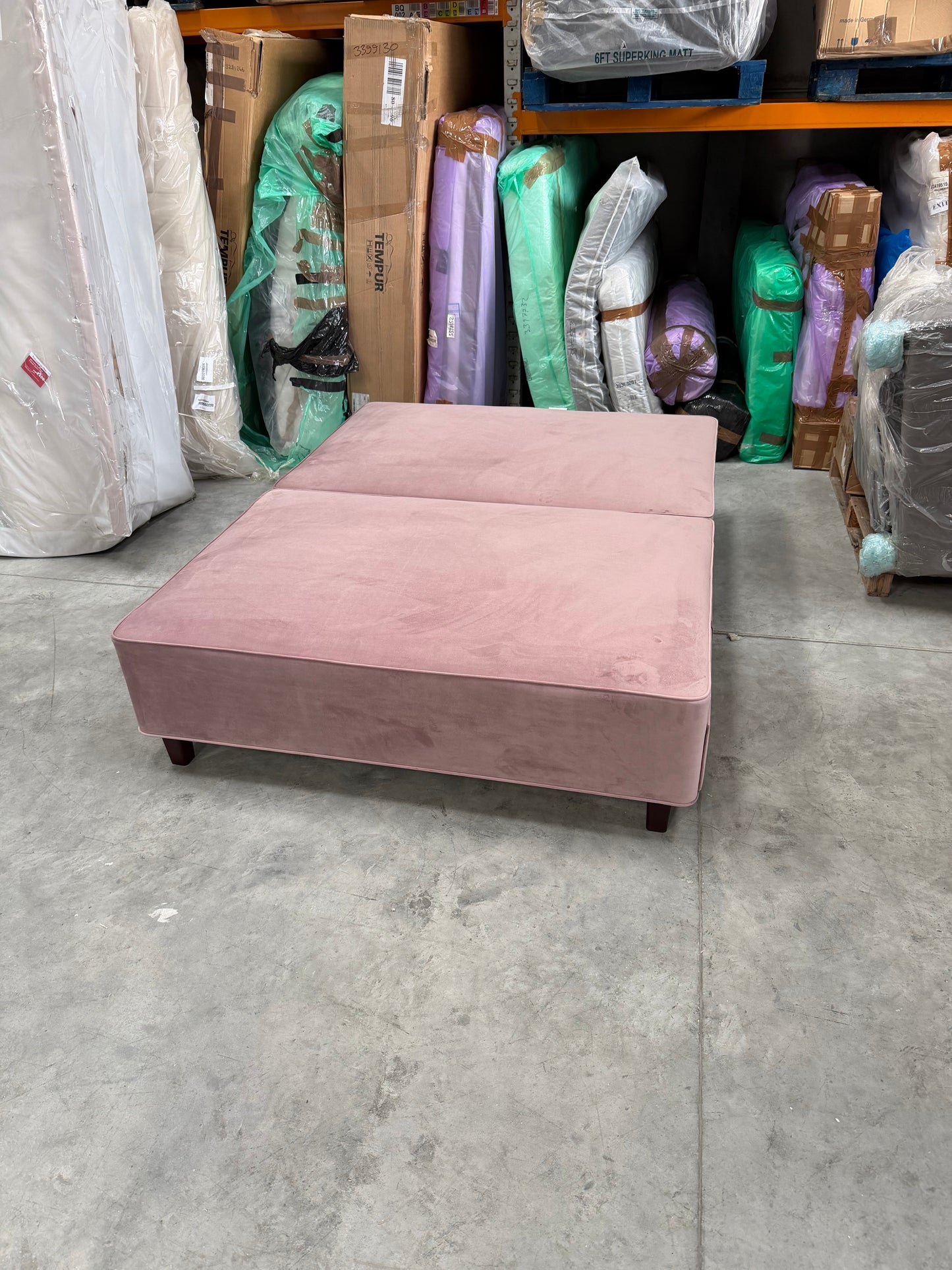 Vispring  Signature Divan Plush Velvet Coral Pink Two Drawers