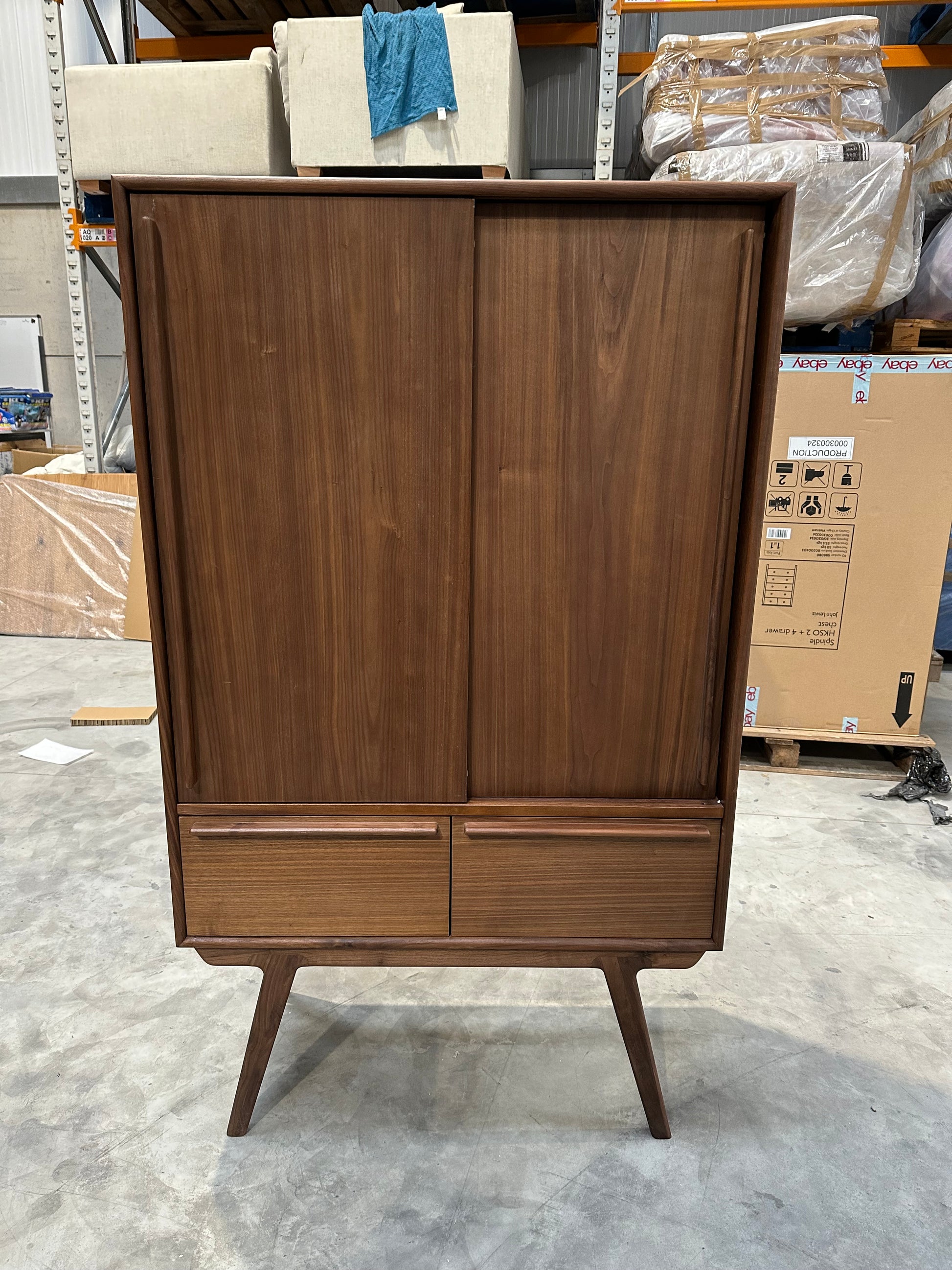 John Lewis Cara 2 Door,2 Drawer Highboard, American Black Walnut