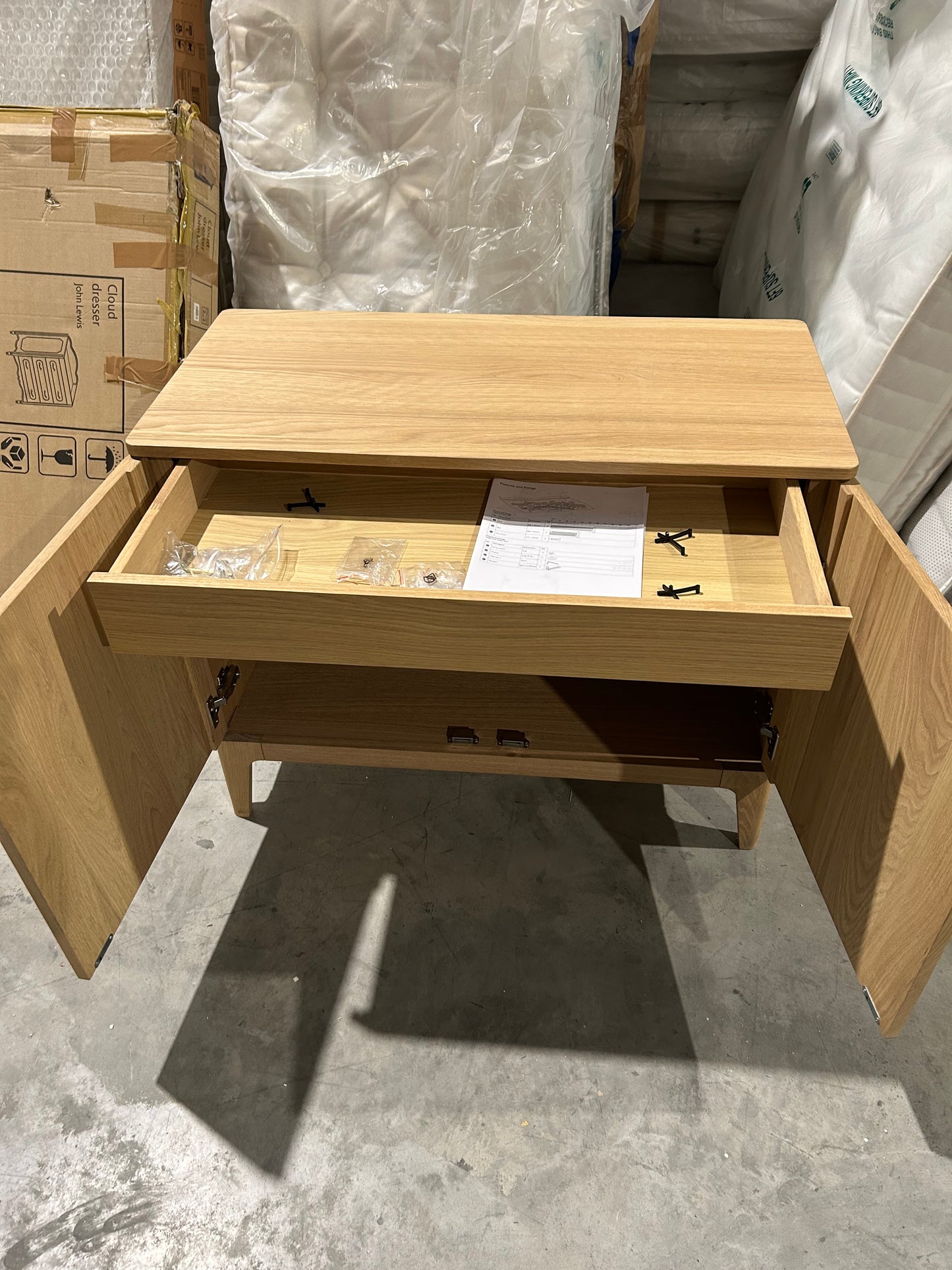 John Lewis Mira II 1 Drawer Small Sideboard, Oak