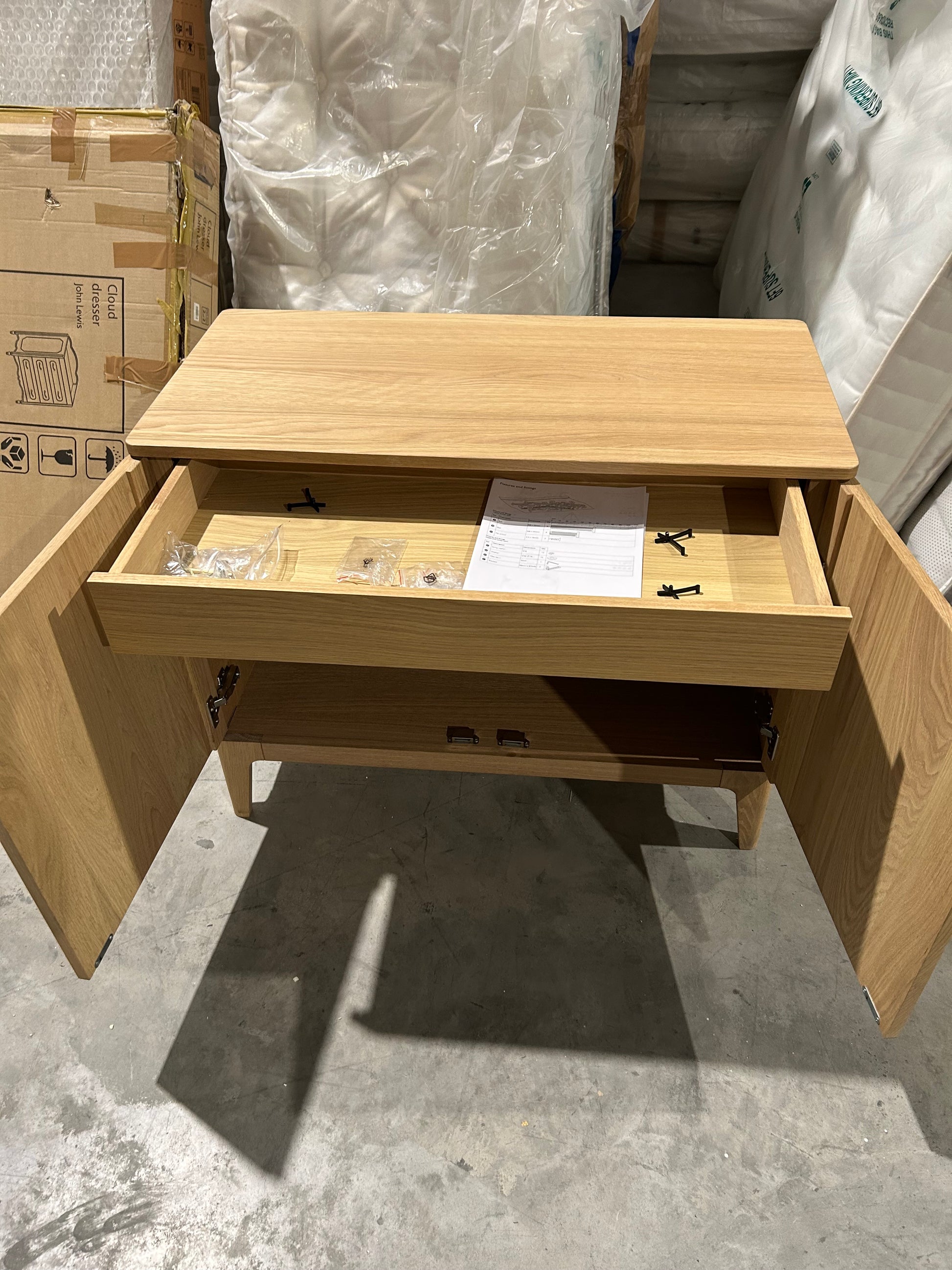 John Lewis Mira II 1 Drawer Small Sideboard, Oak