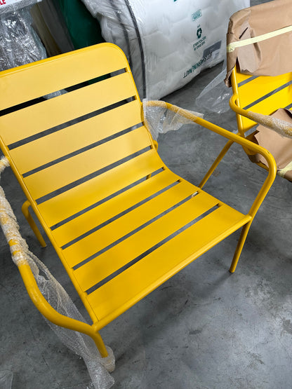 John Lewis Metal Garden Lounge Chair, Melon Yellow x 3 set of 3  Chairs