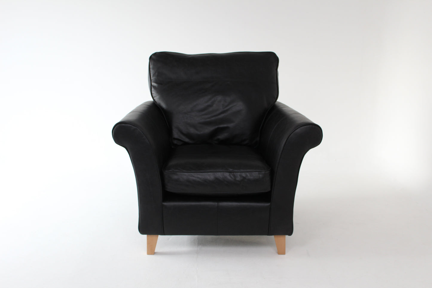 John Lewis Charlotte Leather Armchair, Dark Leg, Piccadilly Black