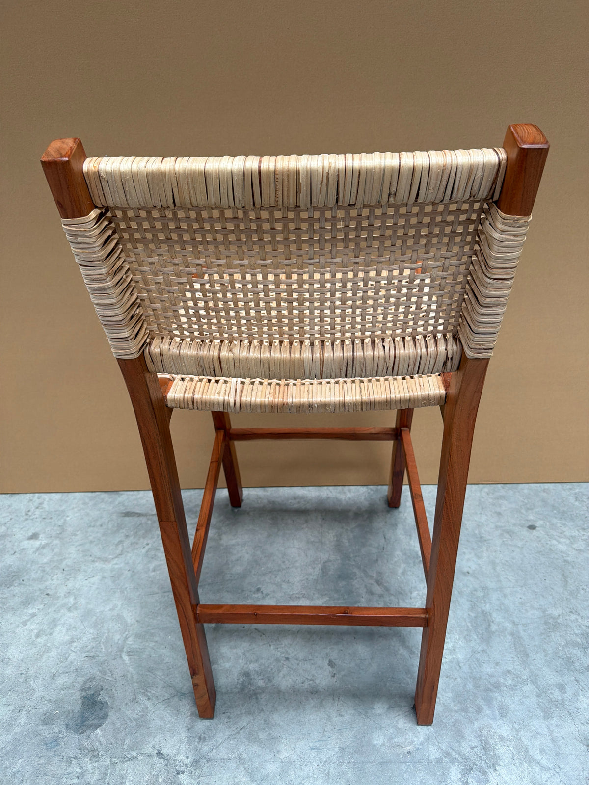 Nkuku Madrisana Acacia & Rattan Bar Stool