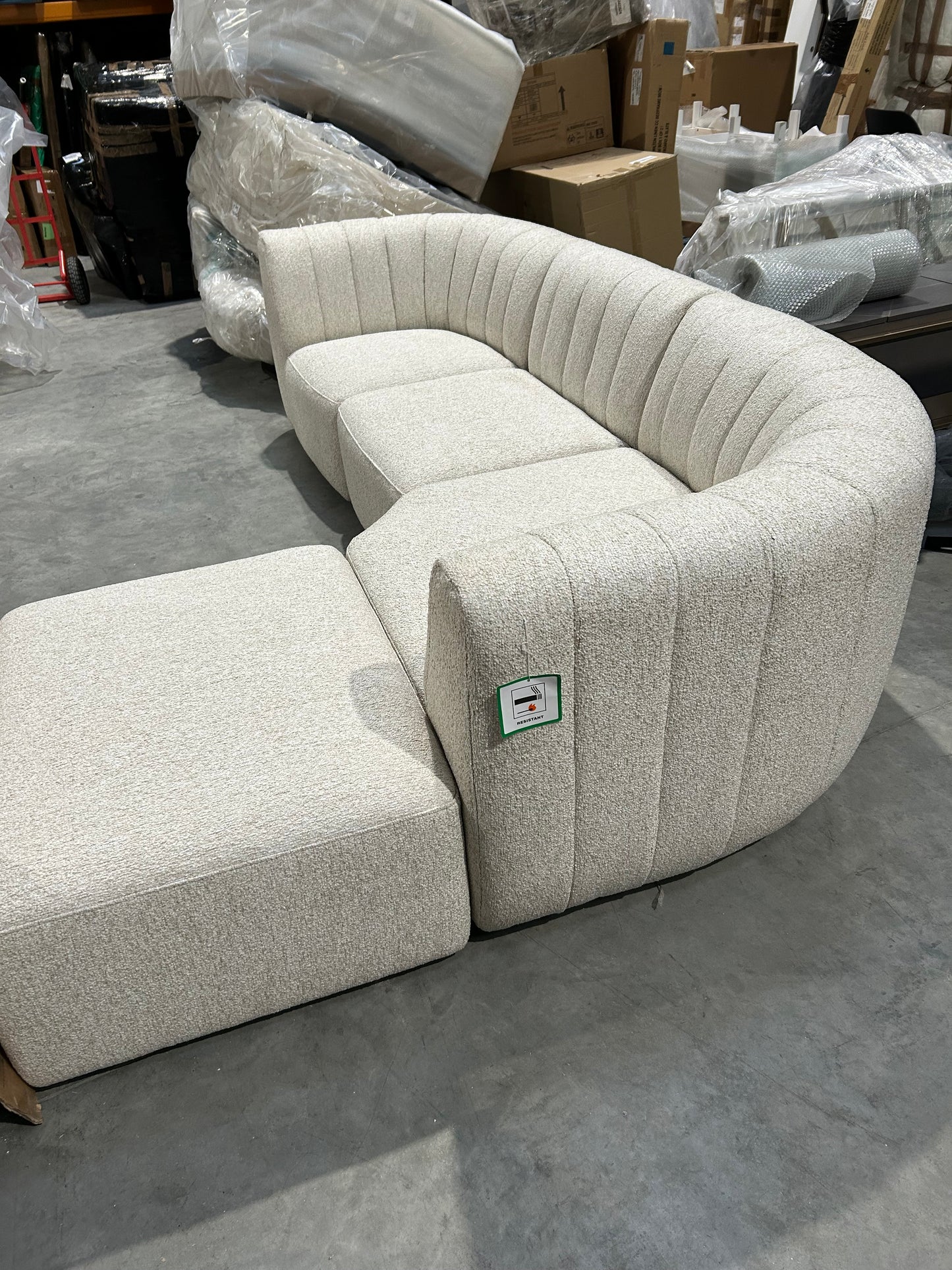 John Lewis Flow RHF Chaise End Sofa Easy Clean Soft Boucle Natural