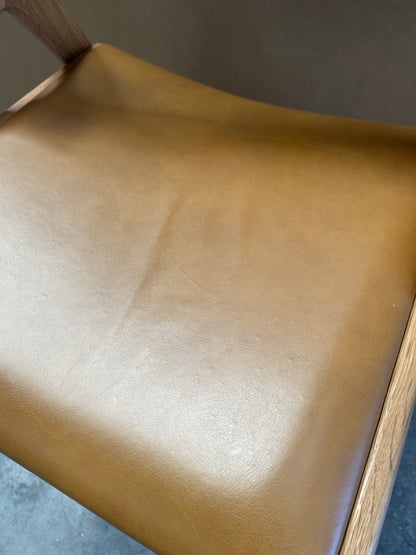 John Lewis X-Ray Leather Dining Armchair, Oak/Camel
