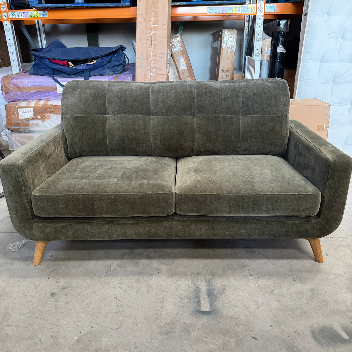 John Lewis Barbican Medium 2 Seater Sofa Plush Chenille Moss Green Easy Clean