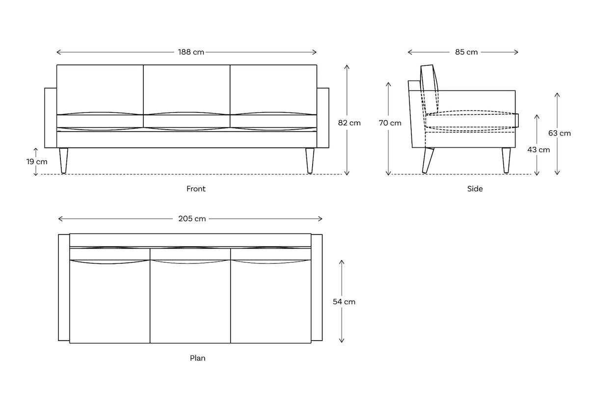 Swyft Linen 3 Seater Sofa Model 01  Seaglass