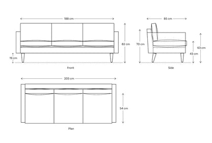 Swyft Linen 3 Seater Sofa Model 01  Seaglass