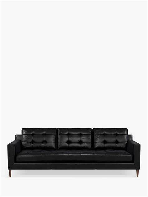 John Lewis Draper II Grand 4 Seater Leather Sofa, Metal Leg, Piccadilly Black