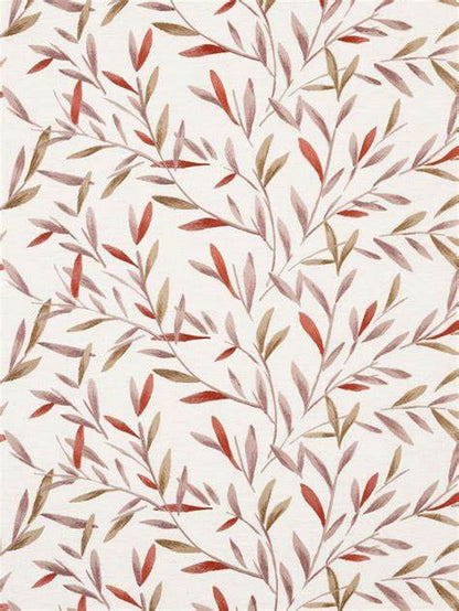 John Lewis Langley Leaf Embroidery Made to Measure Curtains, Rosehip 6 Meters