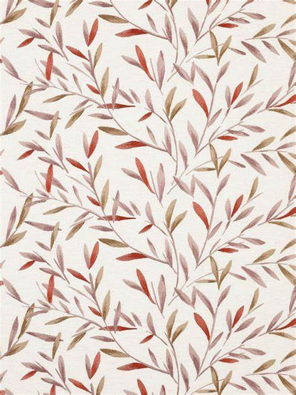 John Lewis Langley Leaf Embroidery Made to Measure Curtains, Rosehip 6 Meters