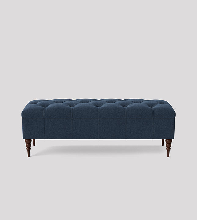 Swoon Plymouth Ottoman Footstool Indigo Smart Wool