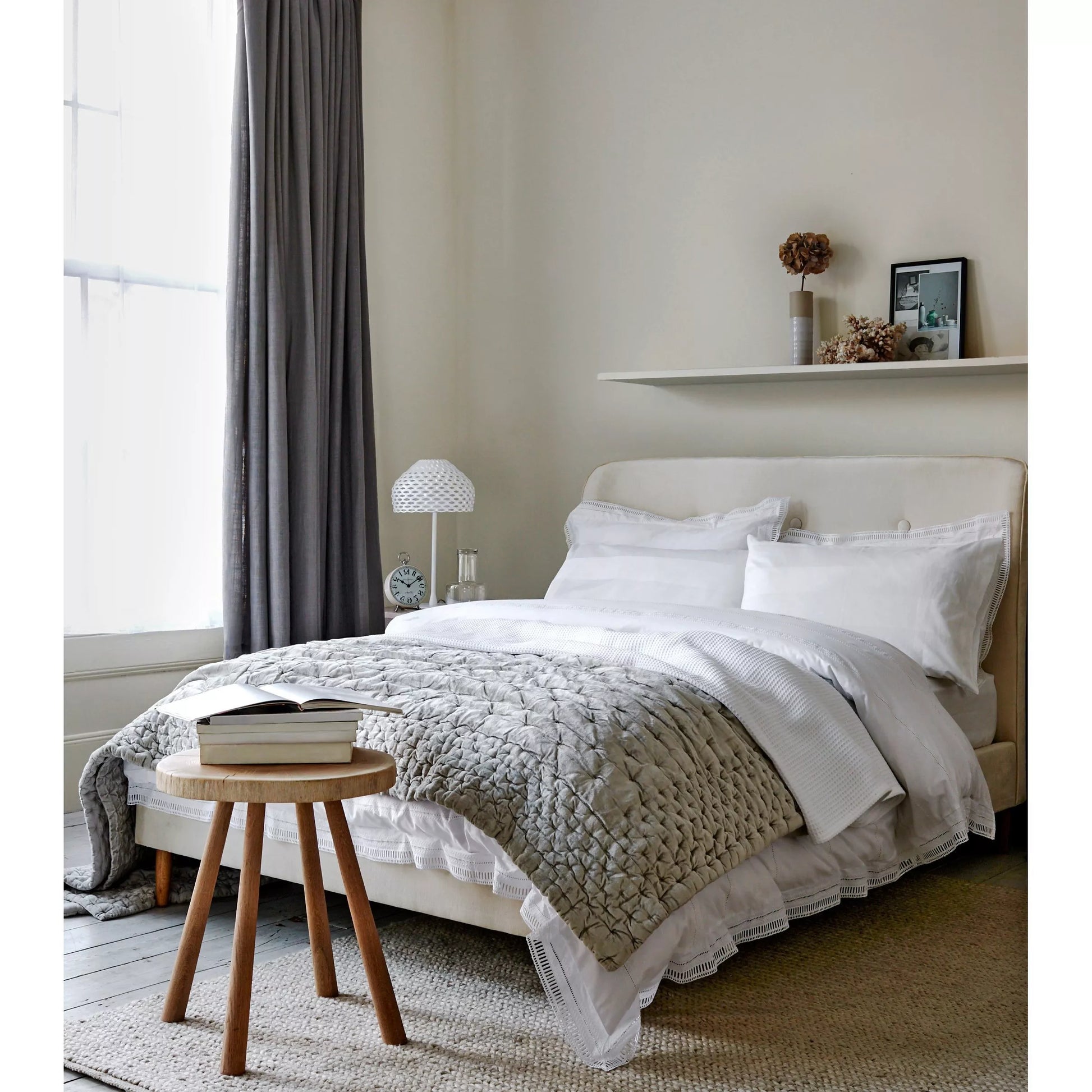 John Lewis Boutique Hotel Velvet Stitch Quilted Bedspread Steel