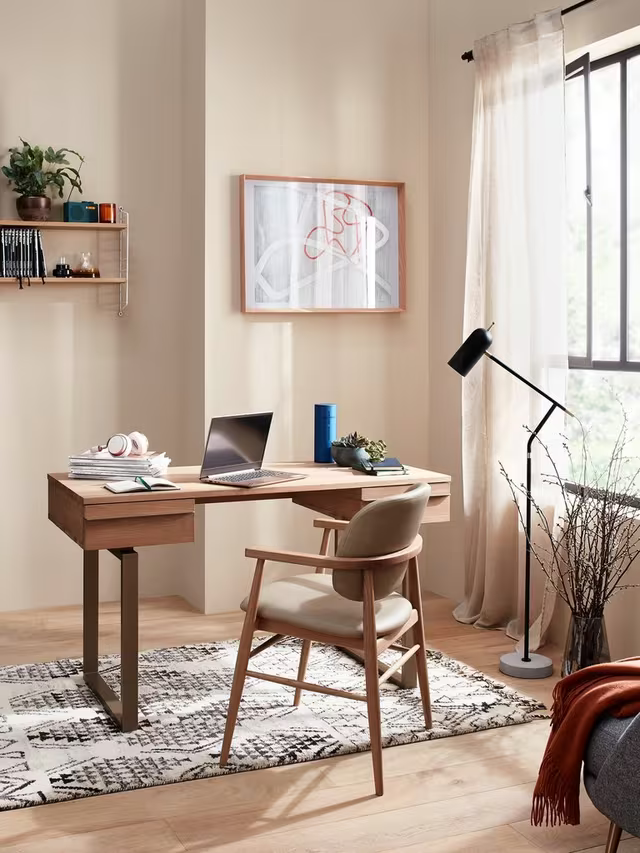 John Lewis Frame Leather Office Dining Chair Natural Oak