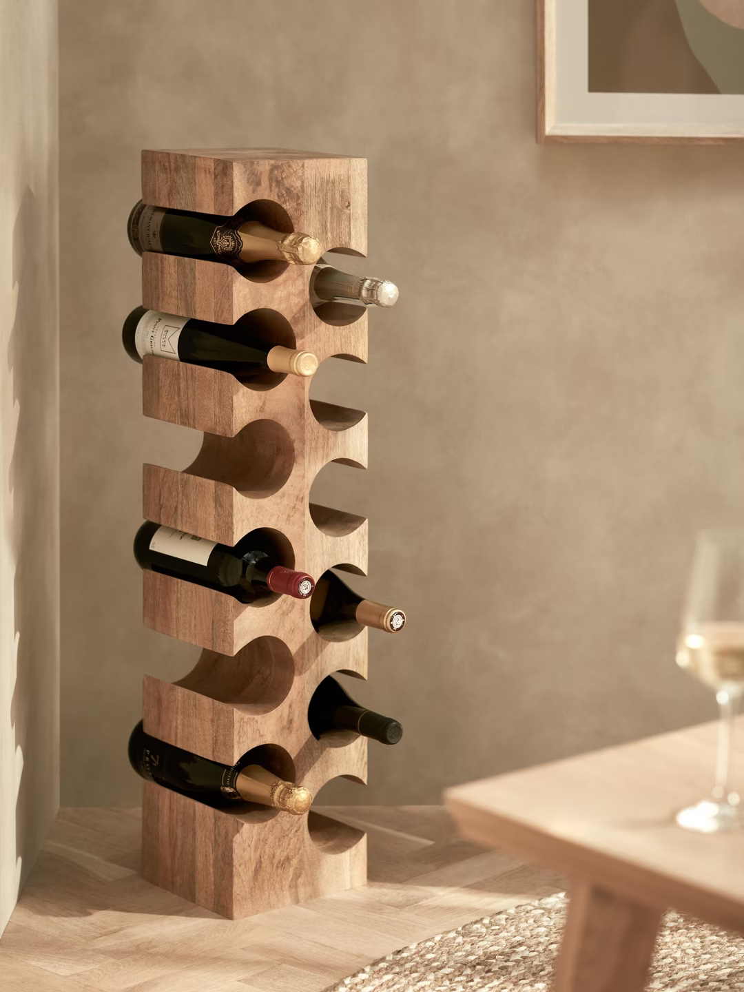 John Lewis Tall Mango Wood Wine Rack, 12 Bottle, Natural